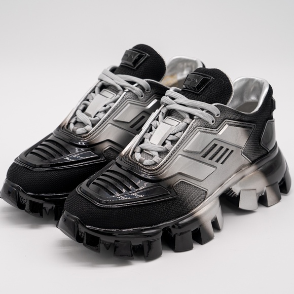 size 40eu 10 US Prada Cloudbust Thunder Black Silver Chunky Sneaker - Picture 1 of 13